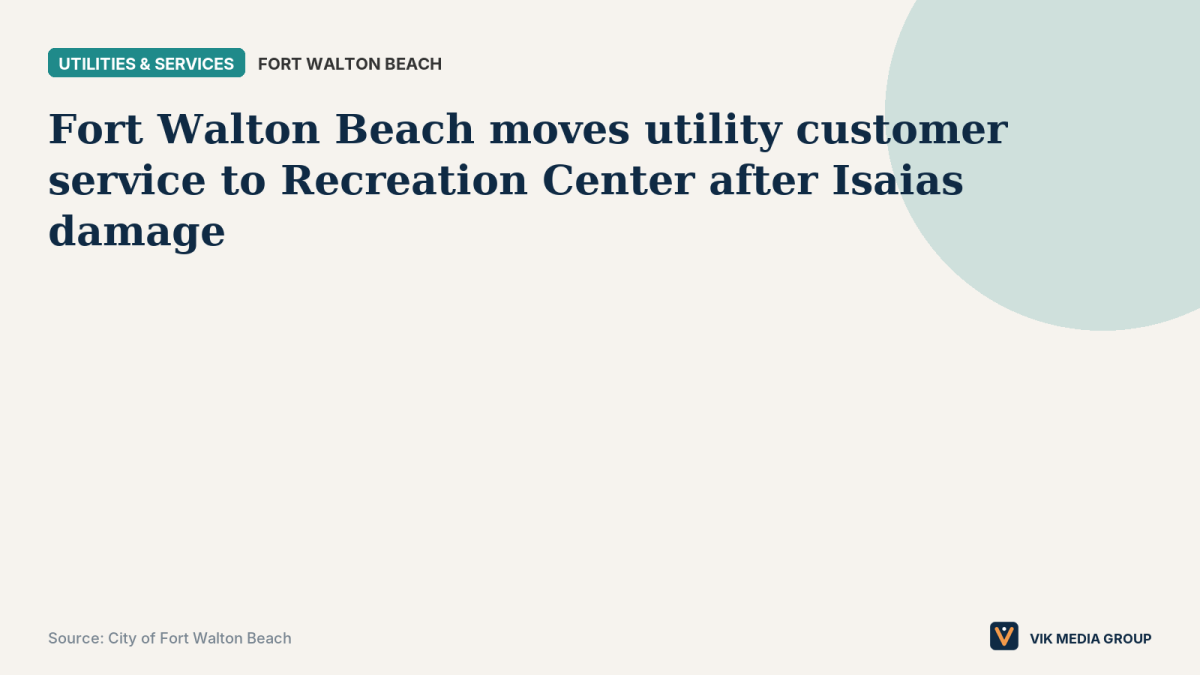 City notice that utility customer service moved to the Recreation Center after hurricane damage.